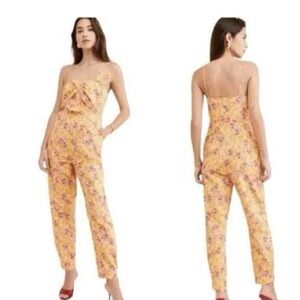 FARM Rio Pink and Yellow Jumpsuit with Spaghetti Straps